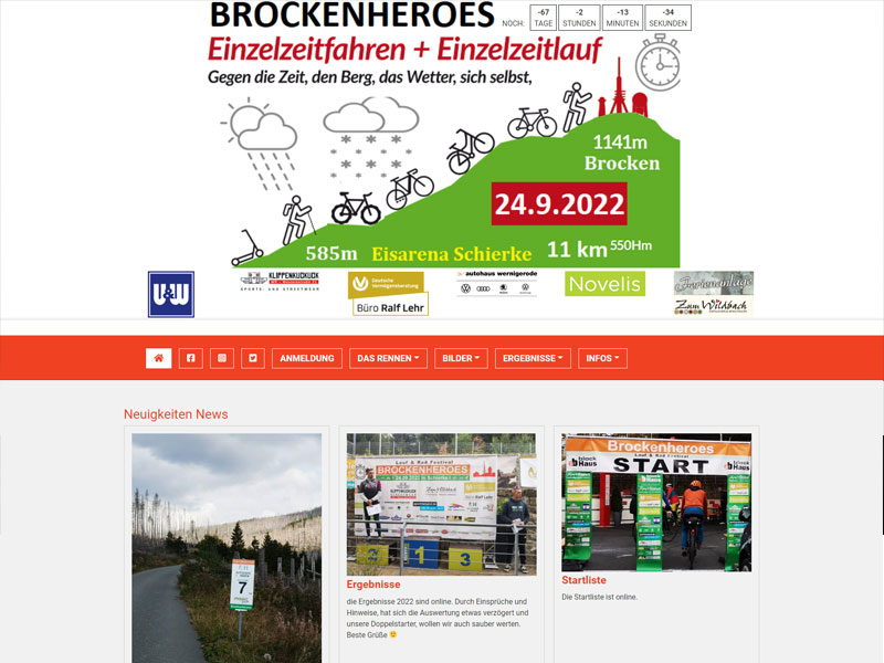 BROCKENHEROES – Webseite für eine Multisportveranstaltung im Harz