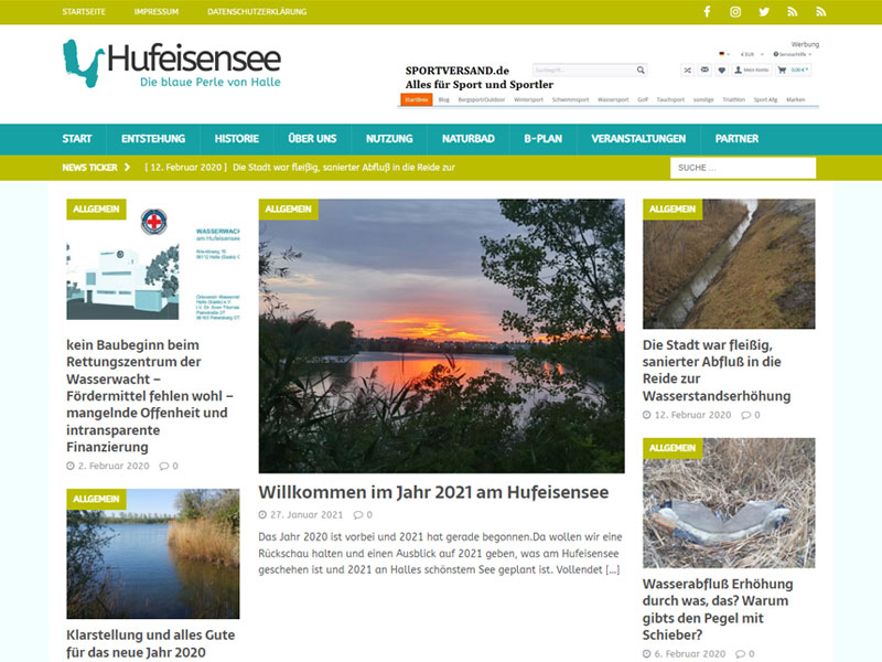 HUFEISENSEE.de – Webseite rund um den Hufeisensee in Halle
